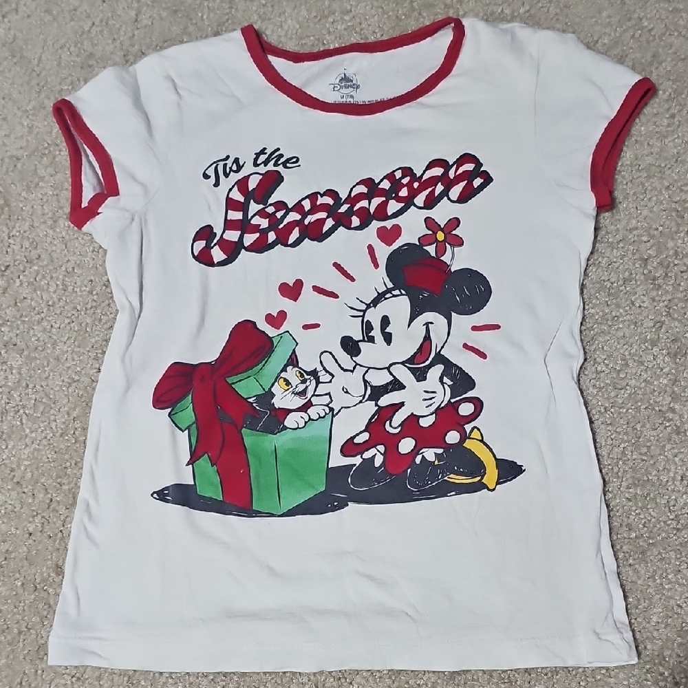 Disney Festive Minnie Mouse Tee with Red and Green Accents